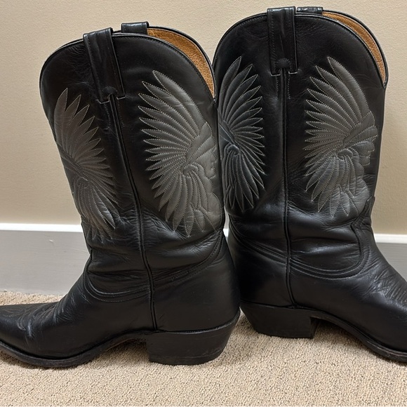 Men's Black Western Cowboy Boots with Embroidered Design - Picture 4 of 5